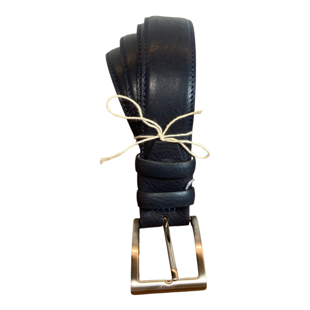 CINTURA VERA PELLE BOTTOLATA BLU