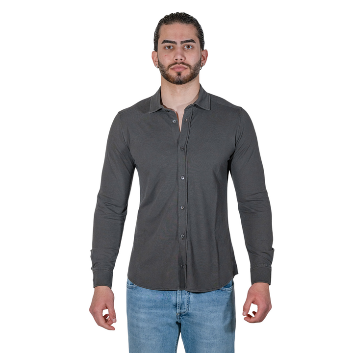 CAMICIA PIQUET Marrone