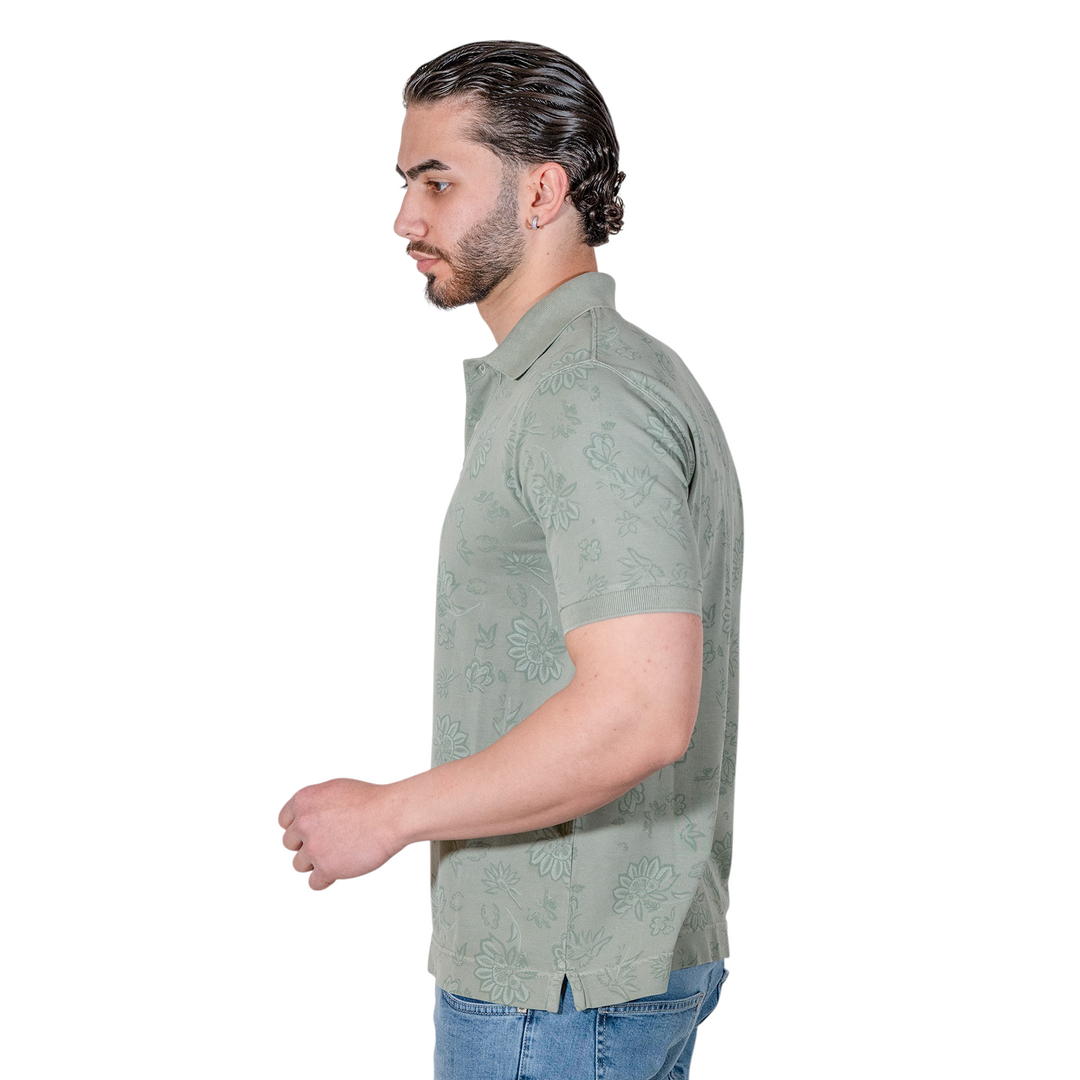 Green FLOWER PIQUET POLO