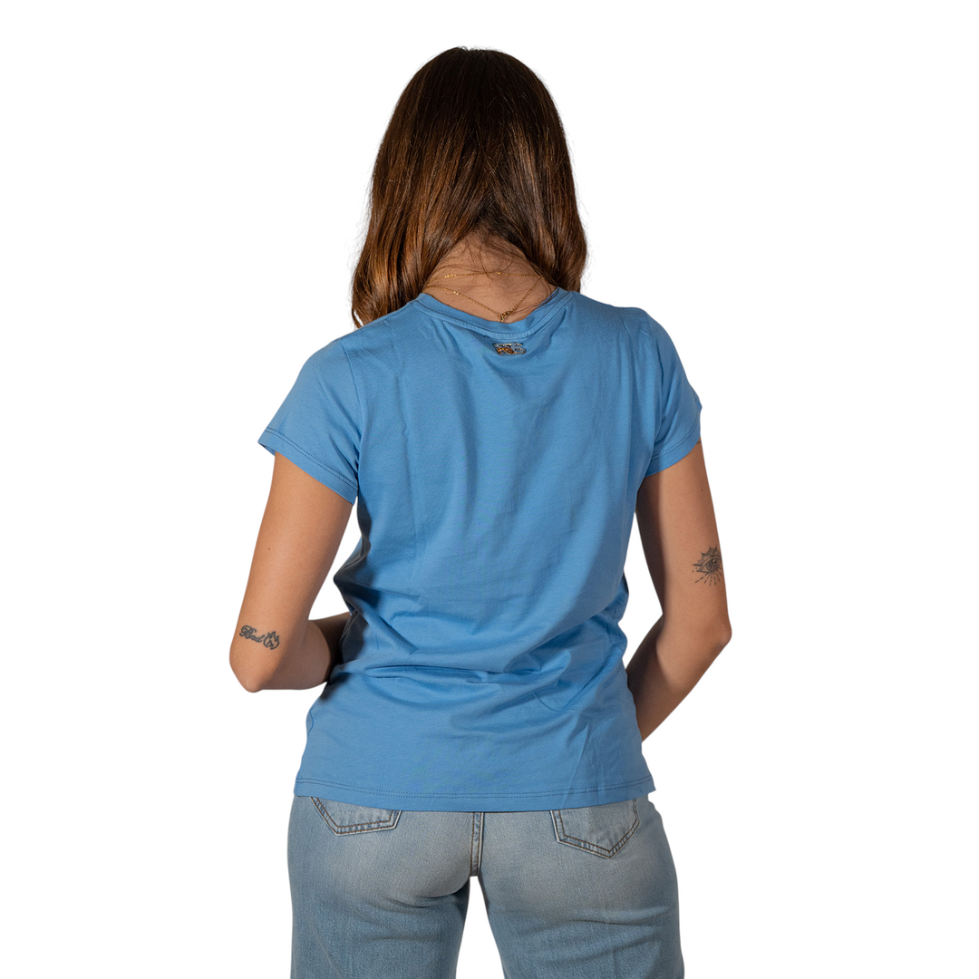 T-SHIRT CON BOCCHE BLUE SKY