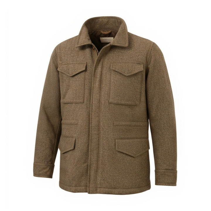 FIELD JACKET IN LANA MARRONE