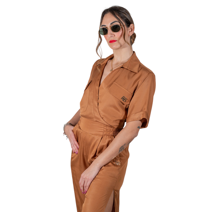 CAMICIA CROP INCROCIO CAMEL