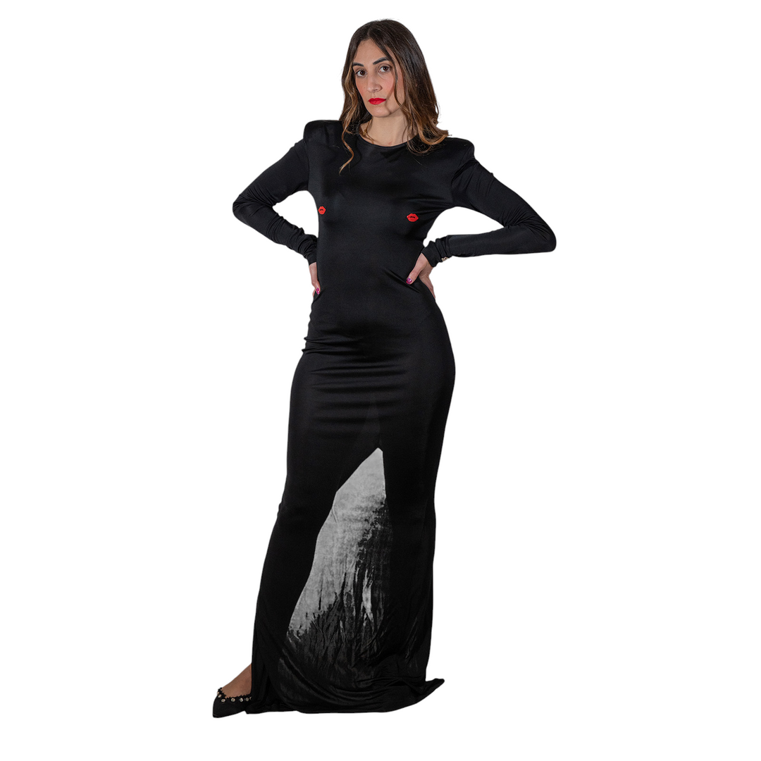 ABITO LUNGO IN VISCOSA BLACK