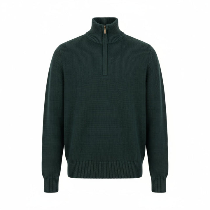 MAGLIONE ZIP FINEZZA 5 LANA MERINOS VERDE