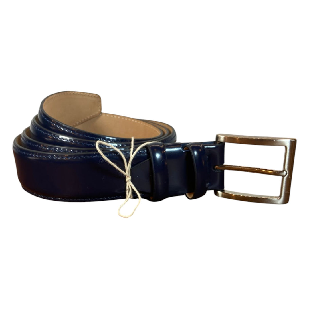 CINTURA VERA PELLE SPAZZOLATA BLU