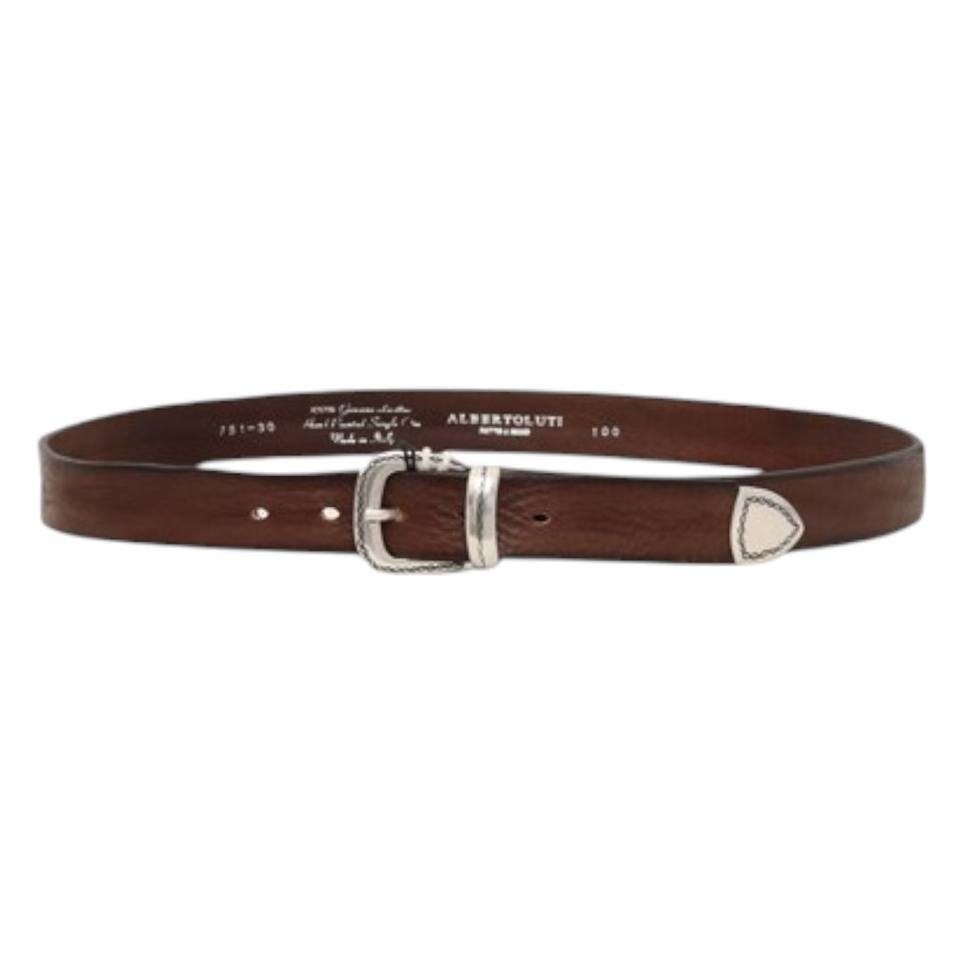 CINTA VERA PELLE WESTERN MARRONE