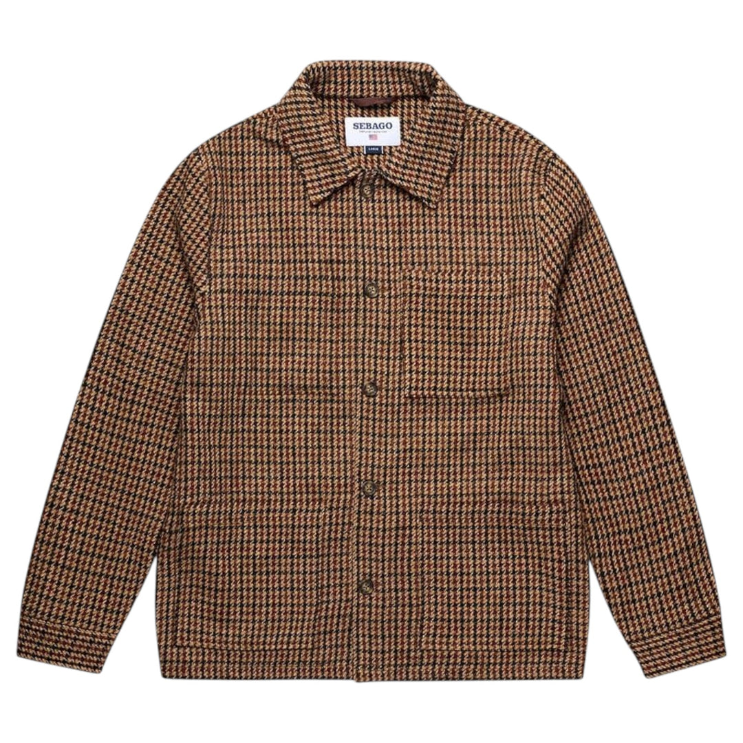 CAMICIA IN LANA PIED DE POULE BEIGE