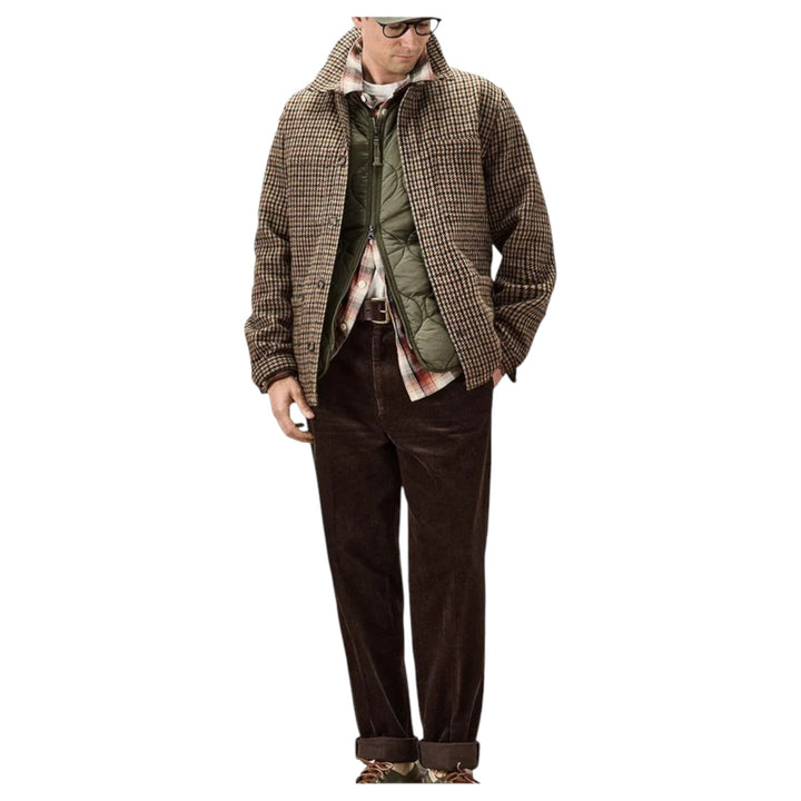 CAMICIA IN LANA PIED DE POULE BEIGE