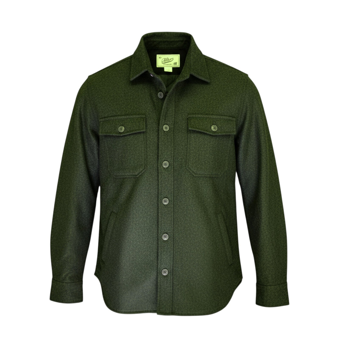 CAMICIA TRAPUNTATA IN LANA VERDE