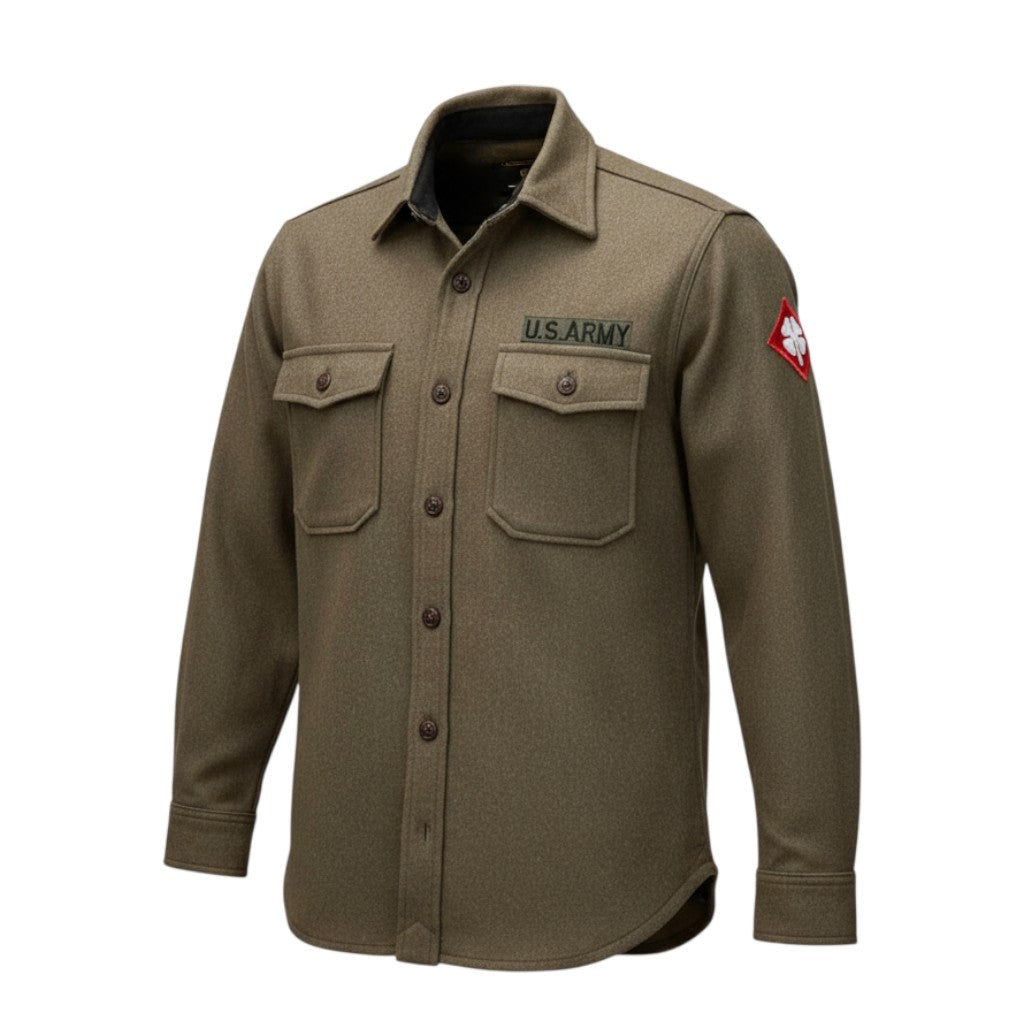 CAMICIA MILITARE IN LANA VERDE