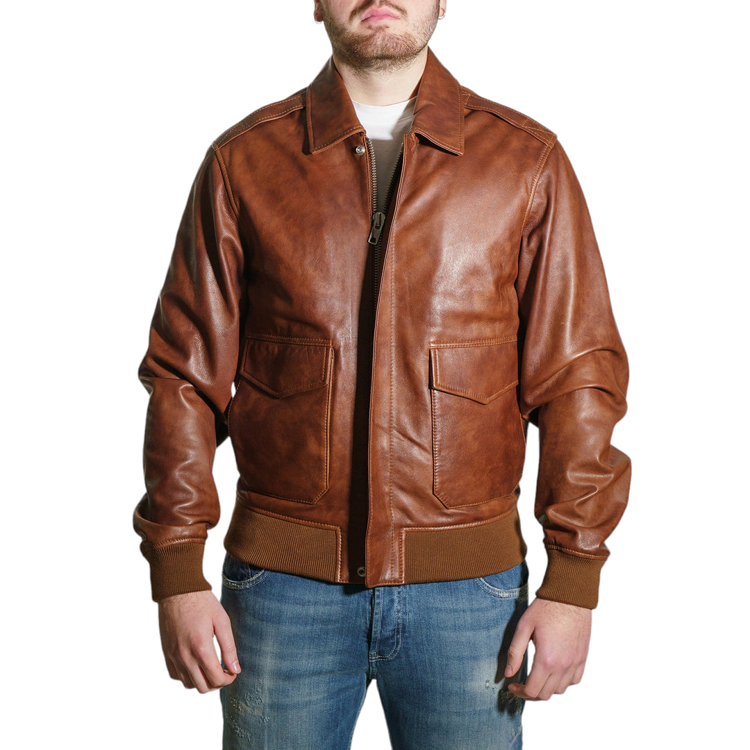 immagine-1-schott-bomber-in-pelle-agnello-cognac-giacca-lc1002-cognac