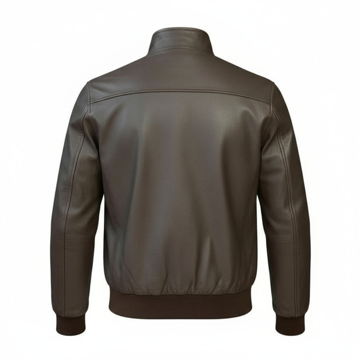 GIUBBINO BARRACUTA VERA PELLE TESTA DI MORO