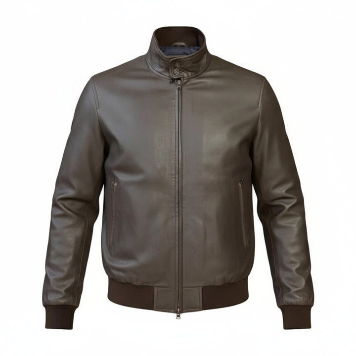 GIUBBINO BARRACUTA VERA PELLE TESTA DI MORO