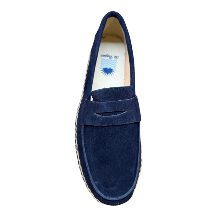 Mocassini Vera Pelle Scamosciata Suola Gomma Blu Navy