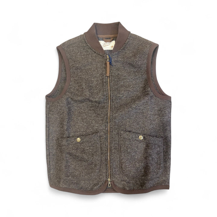 BOILED WOOL VEST WOLF MARRONE