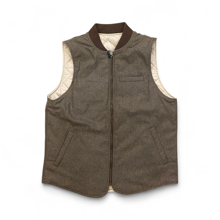 WOOL VEST REVERSIBILE OWL MARRONE