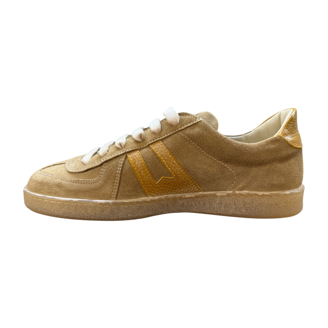 Sneakers in Vera Pelle Scamosciata Beige-Ocra