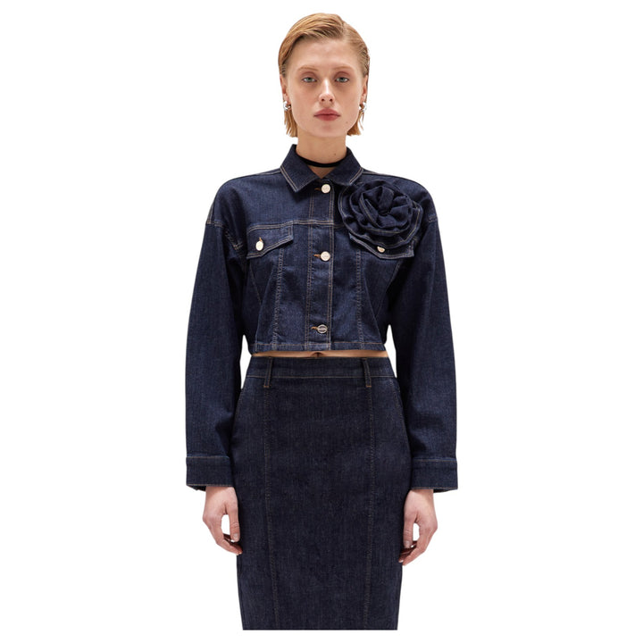 BLUE DENIM JACKET WITH BLUE PIN