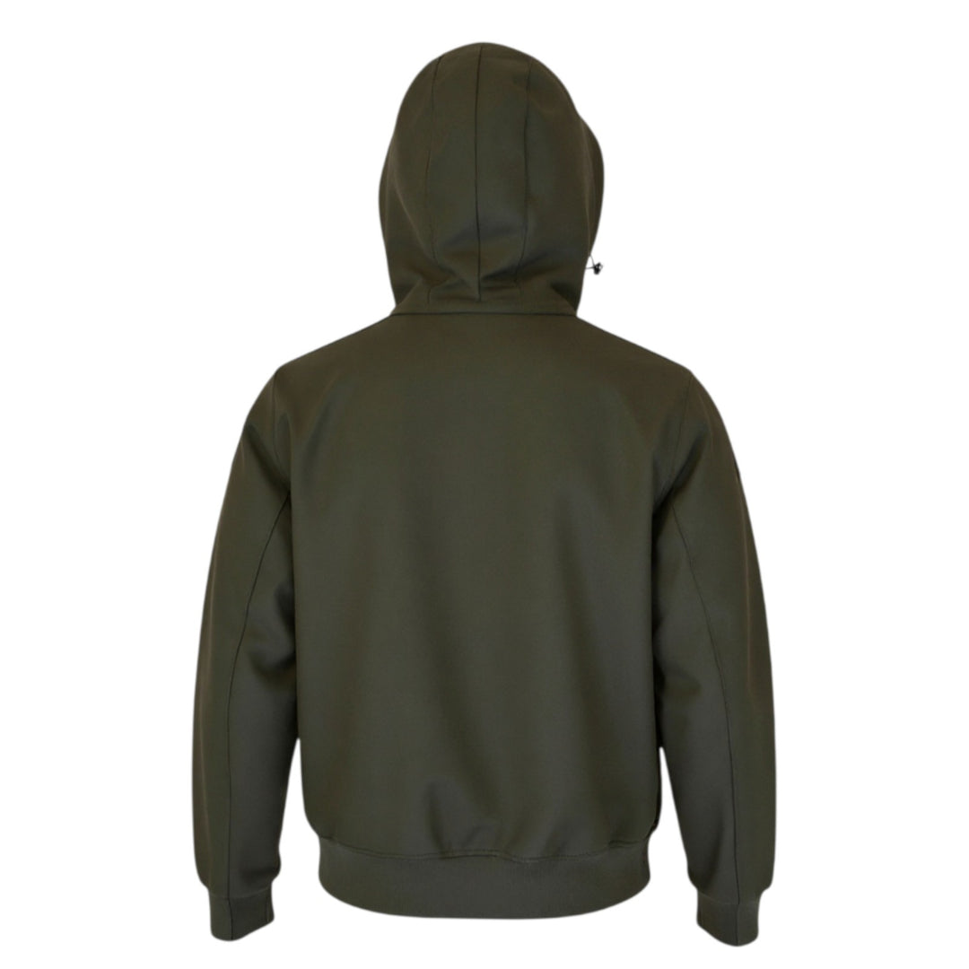 GREEN HOODED TECHNICAL FLEECE BOMBER JACKET