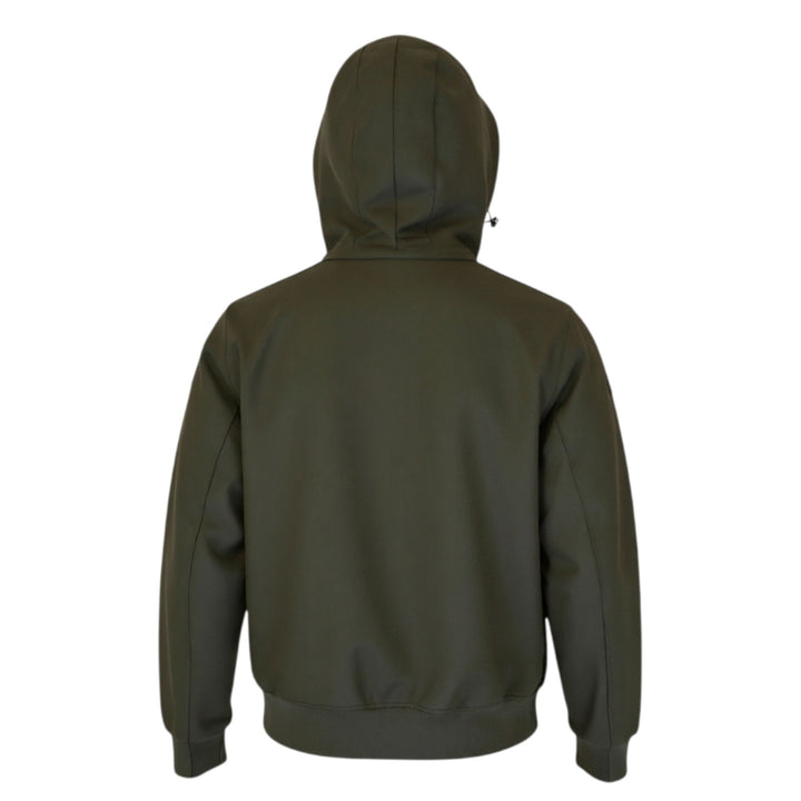 GREEN HOODED TECHNICAL FLEECE BOMBER JACKET