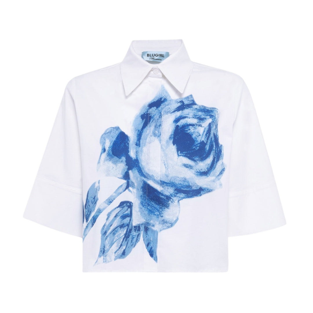 CAMICIA BOXY STAMPATO CELESTE