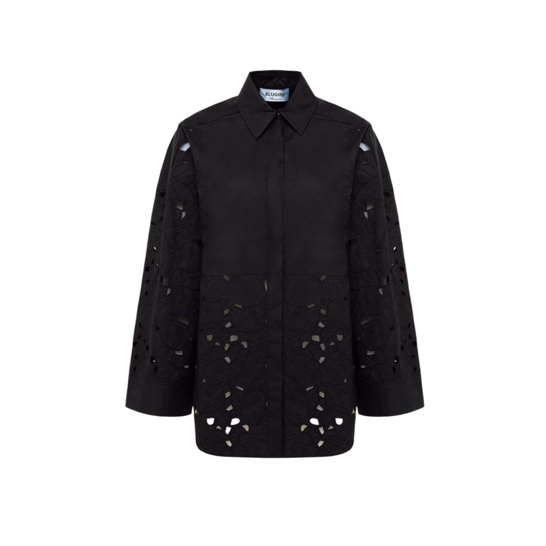 CAMICIA OVER RICAMATO NERO