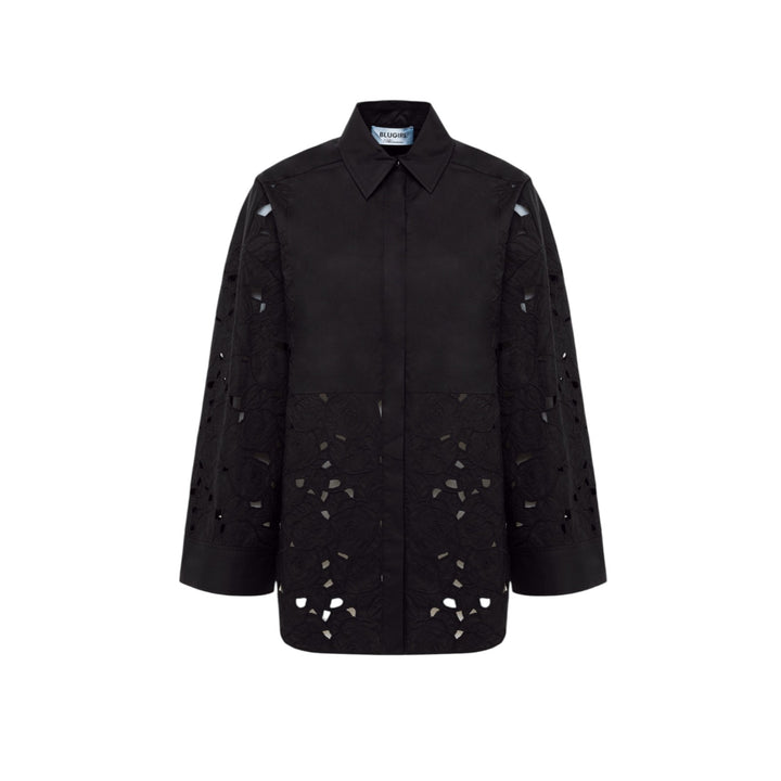 CAMICIA OVER RICAMATO NERO
