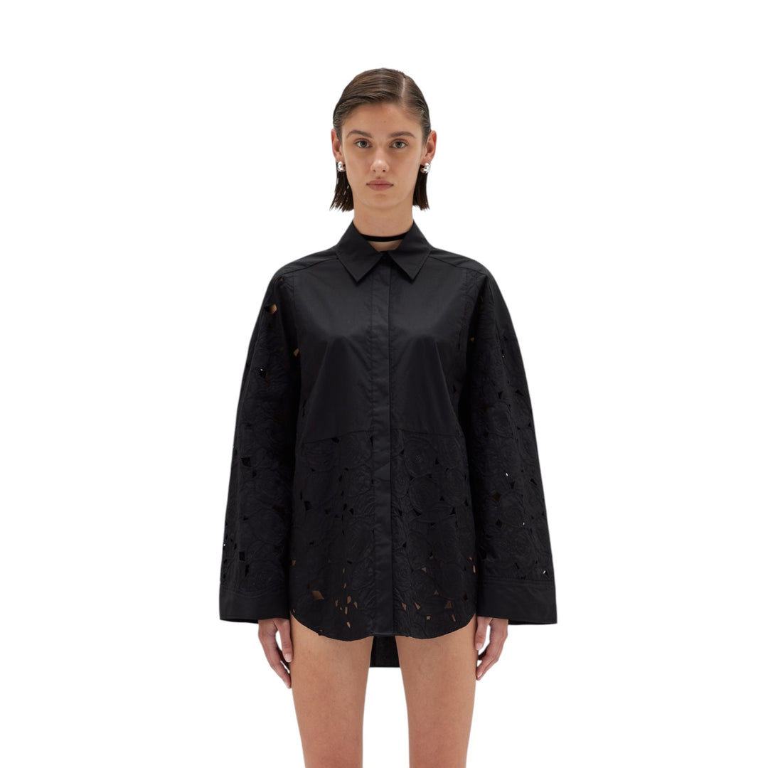 CAMICIA OVER RICAMATO NERO