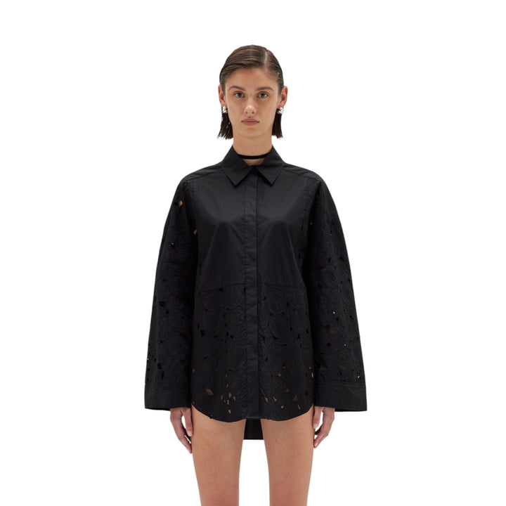 CAMICIA OVER RICAMATO NERO