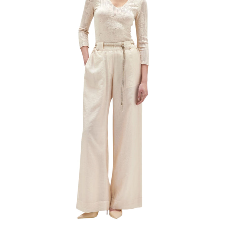 PANTALONE WIDE LEG TENCEL BEIGE