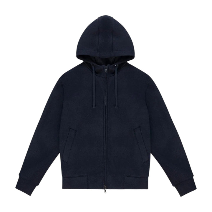 FULL ZIP HOODIE WOOL DARK BLUE