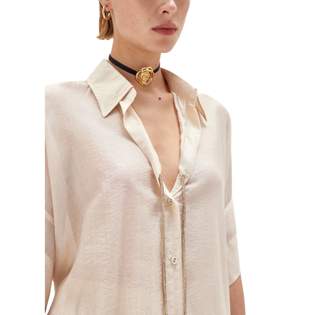 CAMICIA OVER TENCEL BEIGE