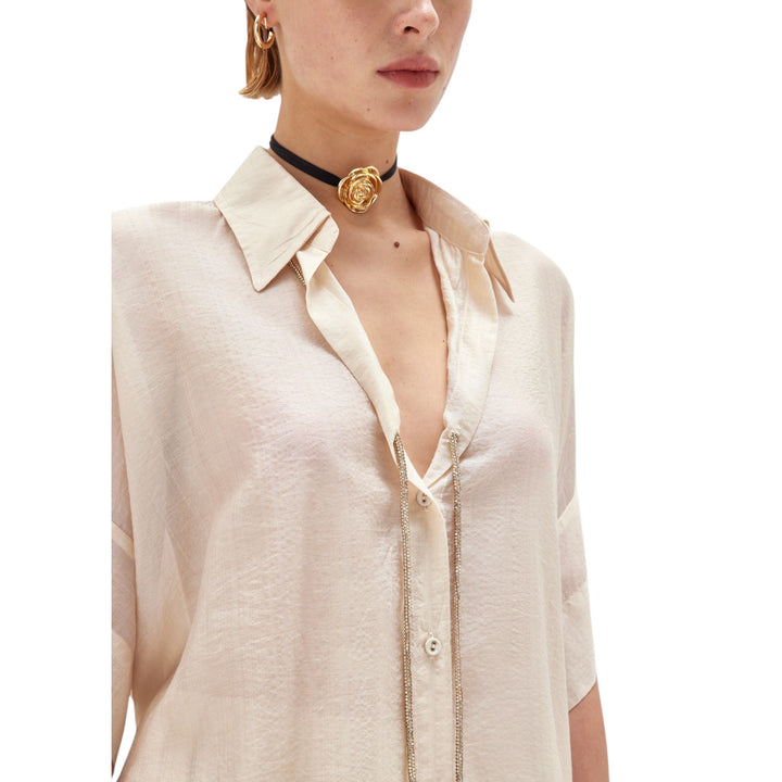 CAMICIA OVER TENCEL BEIGE