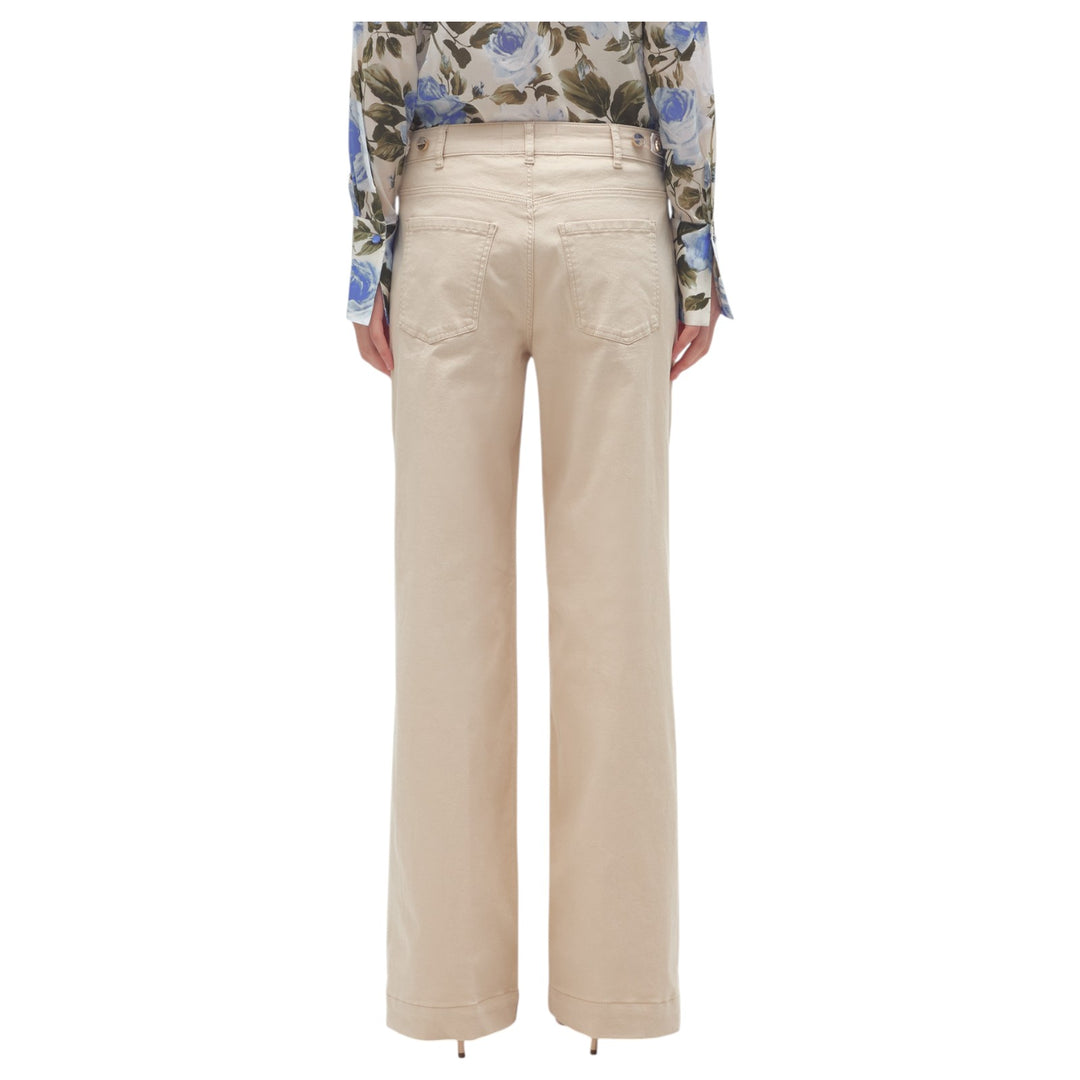 PANTALONE WIDE GABARD. RASO BEIGE