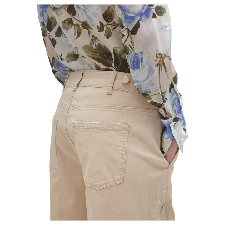 PANTALONE WIDE GABARD. RASO BEIGE