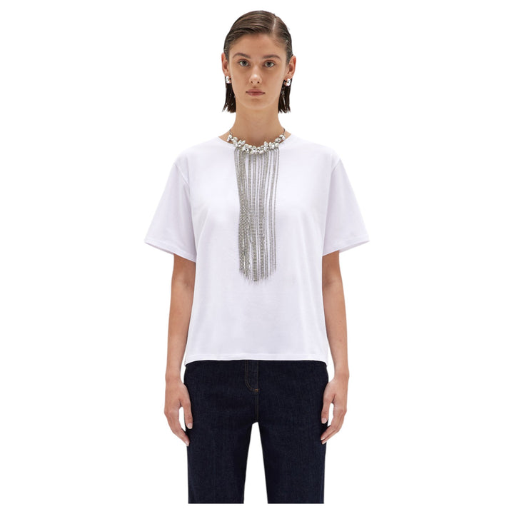 T-SHIRT COTONE COLLANA BIANCO