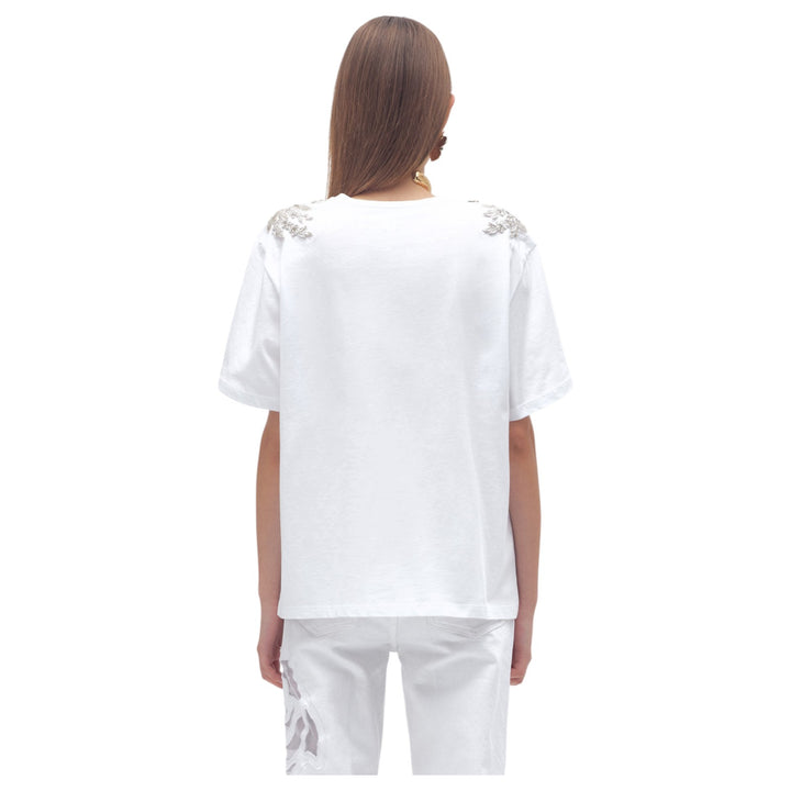 T-SHIRT CON PATCH RICAMATI BIANCO